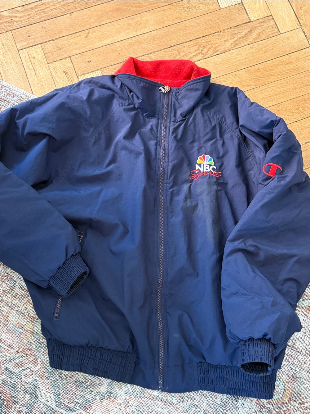 VINTAGE NBC SPORTS CHAMPION FLEECE-LINED JACKET